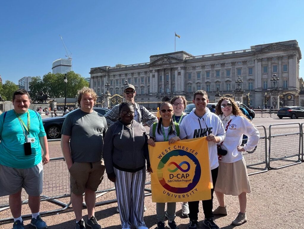 West Chester University D-CAP students outside of Buckingham Palace