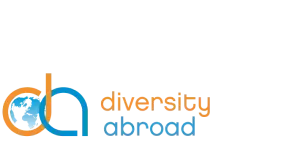 The logo of Diversity Abroad, featuring a stylized globe and square icon in blue and orange next to the organization's name in the same colors.