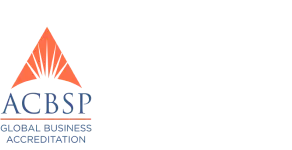 The logo of ACBSP (Accreditation Council for Business Schools and Programs) featuring an orange triangle above the organization's acronym and full name in blue.