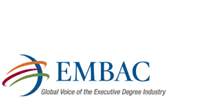 The logo of EMBAC (Executive MBA Council), featuring a colorful arrow design with the acronym "EMBAC" in blue and the organization's name underneath.