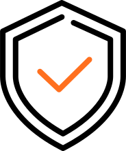 Orange check mark symbol on a transparent background.